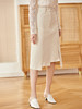 欧芮儿杏仁白半身裙女春季新款气质复古显瘦不规则开叉牛仔铅笔裙 商品缩略图1