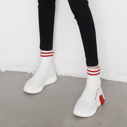 阿么新款休闲运动风袜靴瘦瘦靴松糕厚底舒适短靴百搭 商品图5