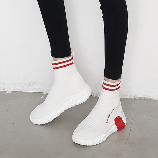 阿么新款休闲运动风袜靴瘦瘦靴松糕厚底舒适短靴百搭 商品图3