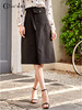 欧芮儿黑色半身裙春季新款高腰显瘦时髦经典气质设计感A字中长裙 商品缩略图0