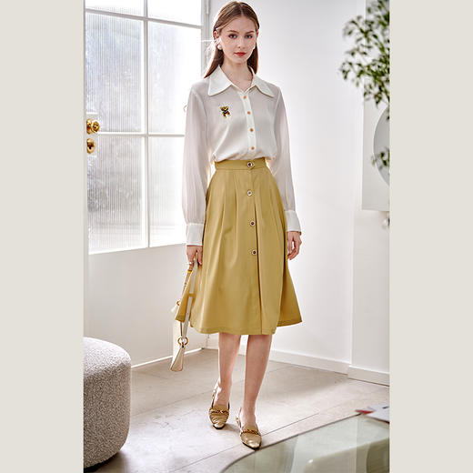 欧芮儿翻领长袖衬衫女春季新款时髦知性简约刺绣优雅俏皮减龄上衣 商品图2