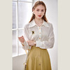 欧芮儿翻领长袖衬衫女春季新款时髦知性简约刺绣优雅俏皮减龄上衣 商品缩略图0
