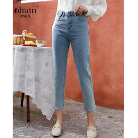 欧芮儿春新款高腰显瘦牛仔裤女