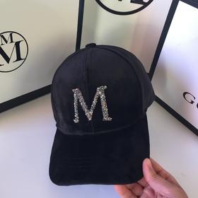法国2020秋冬新款帽子女M标黑色棒球帽时尚鸭舌帽户外百搭防嗮帽