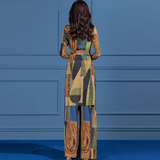 SSGS-S823新款女时尚女神范不规则印花阔腿裤两件套 商品图1