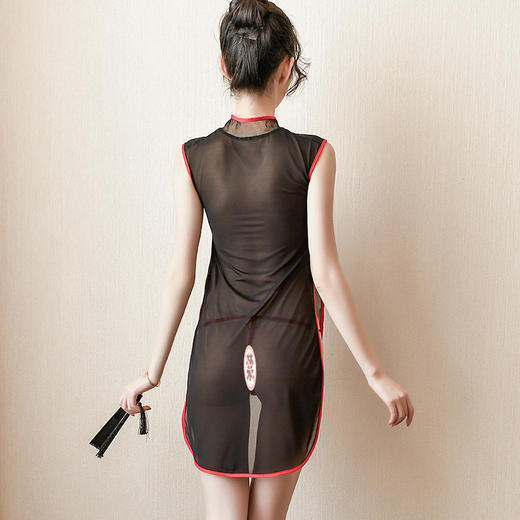 【幽香袭人】情趣内衣 制服 性感 侧身 开衩 透视 蕾丝 裹胸 复古旗袍 套装 6929 商品图2