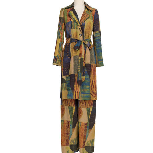 SSGS-S823新款女时尚女神范不规则印花阔腿裤两件套 商品图3