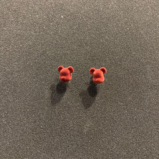 Bearbrick 丝绒耳钉-红色 商品图2