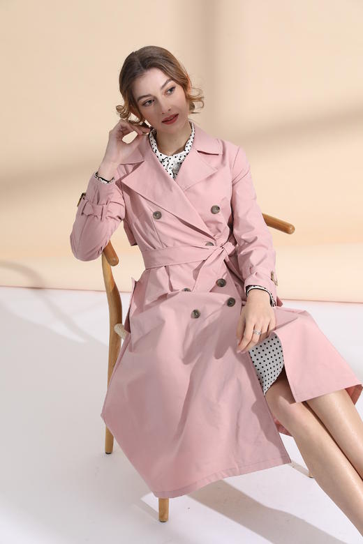 气质女神范摆压褶风衣（附腰带） 商品图3