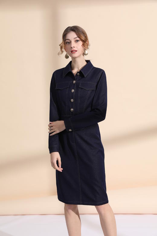 迹明线收腰连衣裙 商品图2