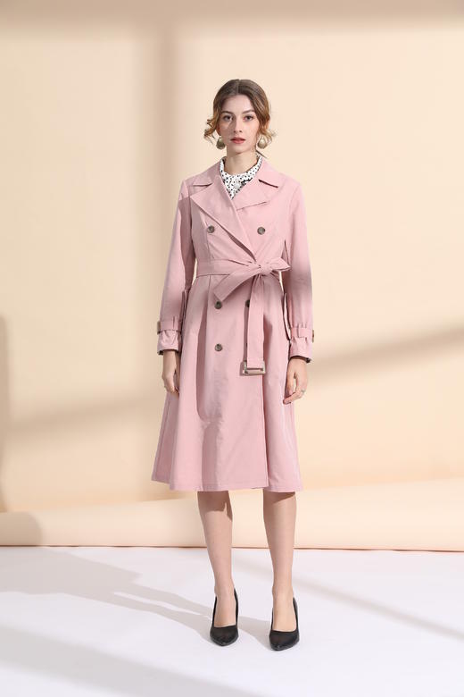 气质女神范摆压褶风衣（附腰带） 商品图0