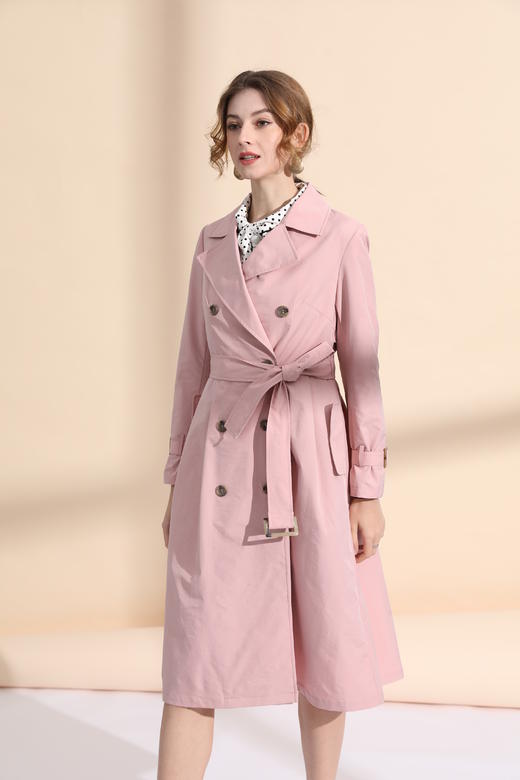 气质女神范摆压褶风衣（附腰带） 商品图1