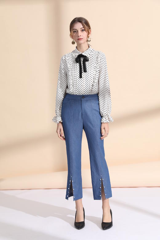 木耳边娃娃领长袖衬衣 商品图3