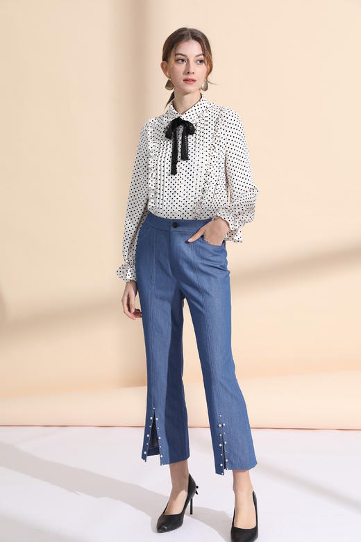 木耳边娃娃领长袖衬衣 商品图4