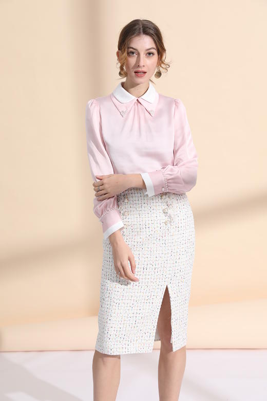 装饰扣前开衩铅笔裙 商品图4