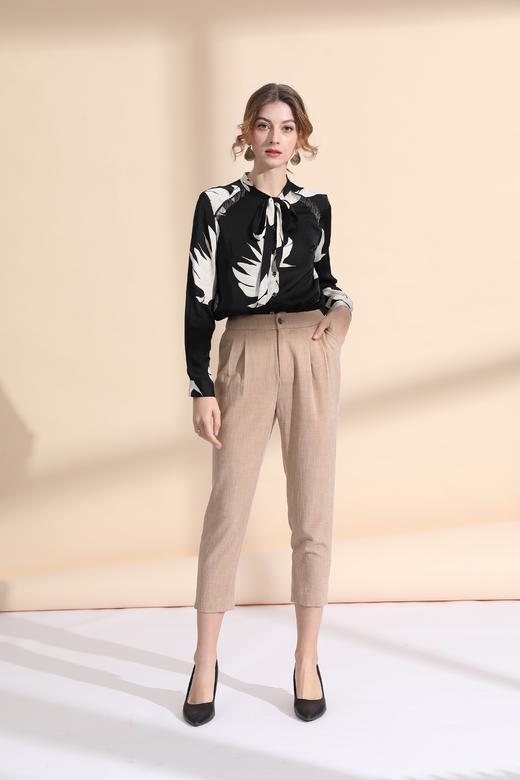 肩部流苏装饰系带领上衣 商品图3