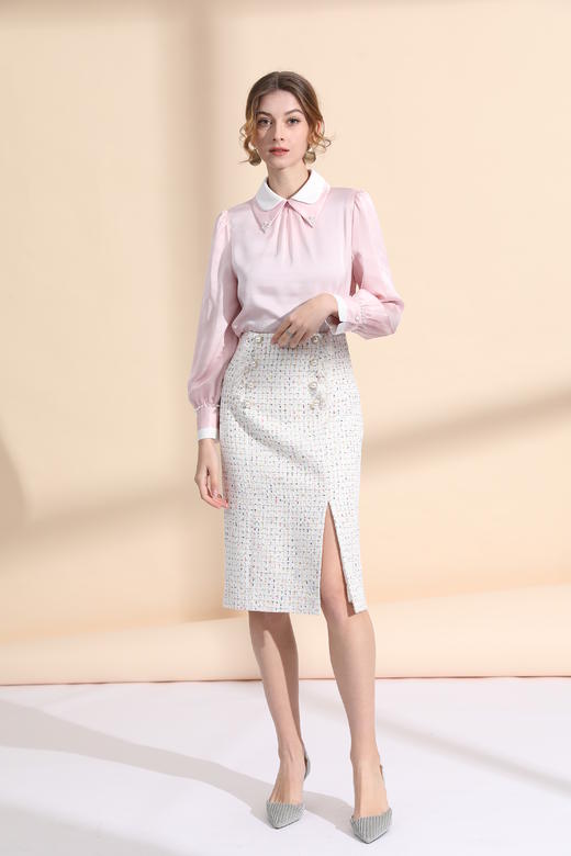 装饰扣前开衩铅笔裙 商品图2