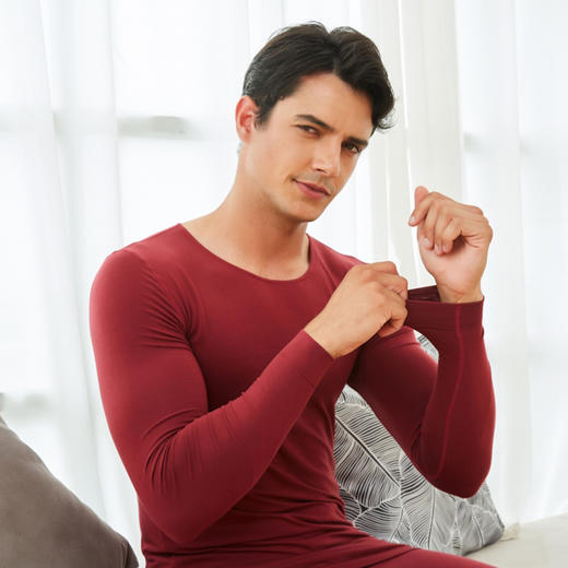 【特价商品不退不换】皇家丽美男士保暖上衣轻薄舒适发热贴服莫代尔上衣红色BN8039ABNS80018059A 商品图0