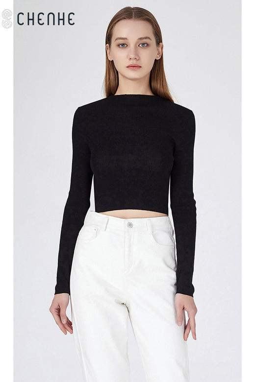 【无缝针织衫】臣禾截短款纯色百搭打底衫S211091022 商品图11