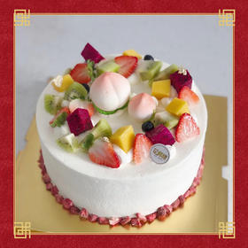 祝寿款 仙桃贺寿 · 奶油蛋糕（装饰水果随机，按季节调整）