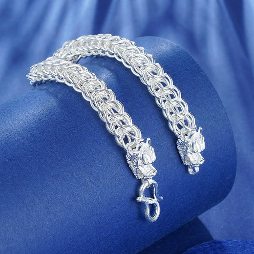 【双龙护主】S990银龙头手链【YHSL007】男士生肖2101 商品图2