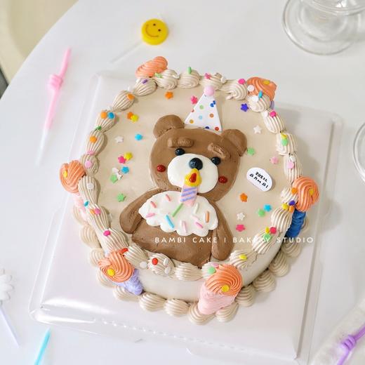 ins风 | 手绘小熊裱花奶油蛋糕 商品图0