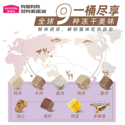 麦富迪猫零食冻干生肉饼140g*2/盛宴桶500g 商品图2