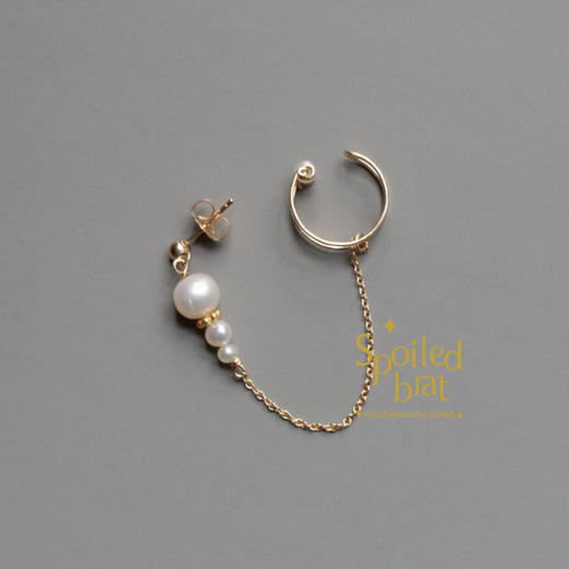 spoiledbrat jewelry单只珍珠耳钉连接耳骨夹 商品图0