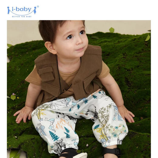 ibaby×outlast太空科技恒温 珍稀国宝系列 儿童纱布防叮咬裤 透气春装夏季薄款女童宝宝男装WWF联名款 商品图3