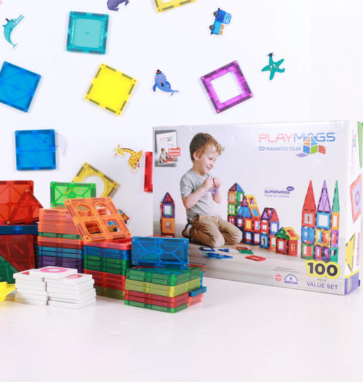 美亚同款Playmags彩窗磁力片益智拼搭积木 商品图3