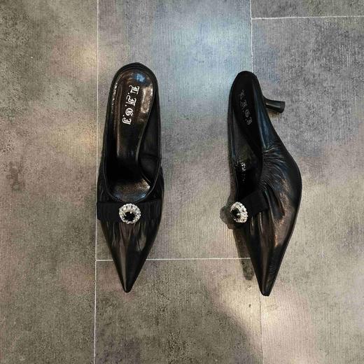 LFGJ 5807 时尚尖头细跟拖鞋真皮女凉鞋 商品图3