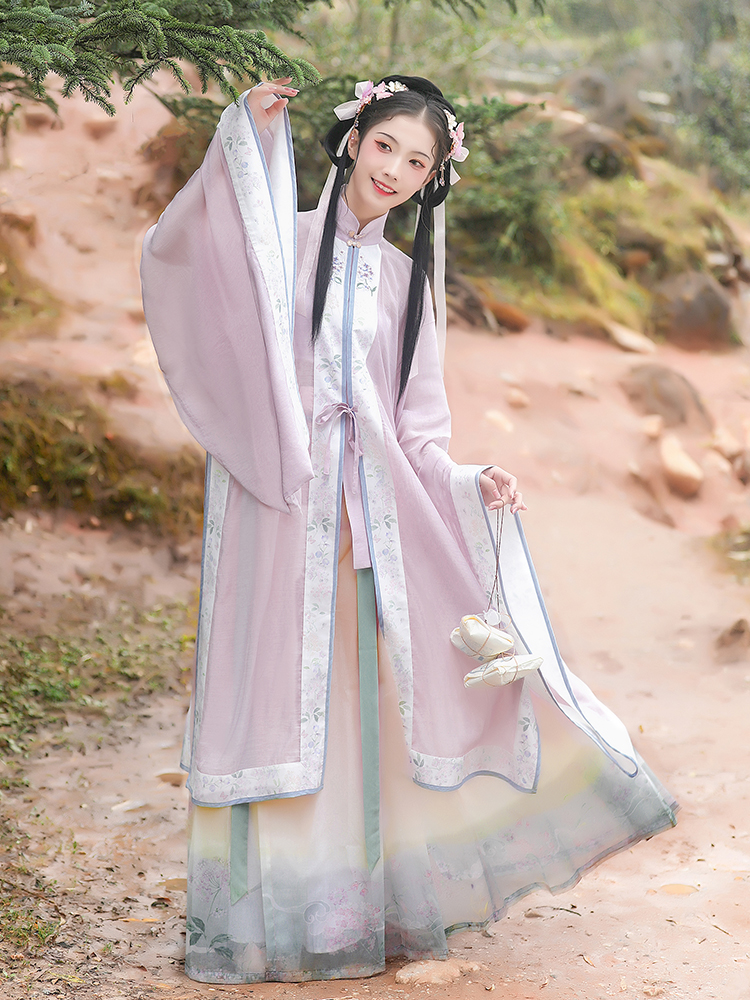 故宫宫廷文化×汉尚华莲联名款宣和景汉服女宋制四件套装百迭裙夏