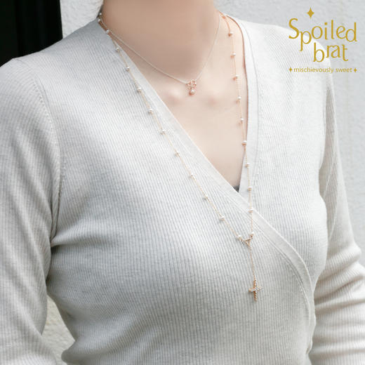 spoiledbrat jewelry珍珠十字架长链 商品图1