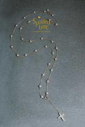 spoiledbrat jewelry珍珠十字架长链