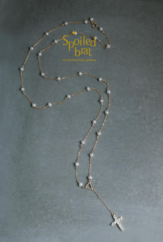 spoiledbrat jewelry珍珠十字架长链 商品图0