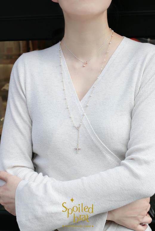 spoiledbrat jewelry珍珠十字架长链 商品图4