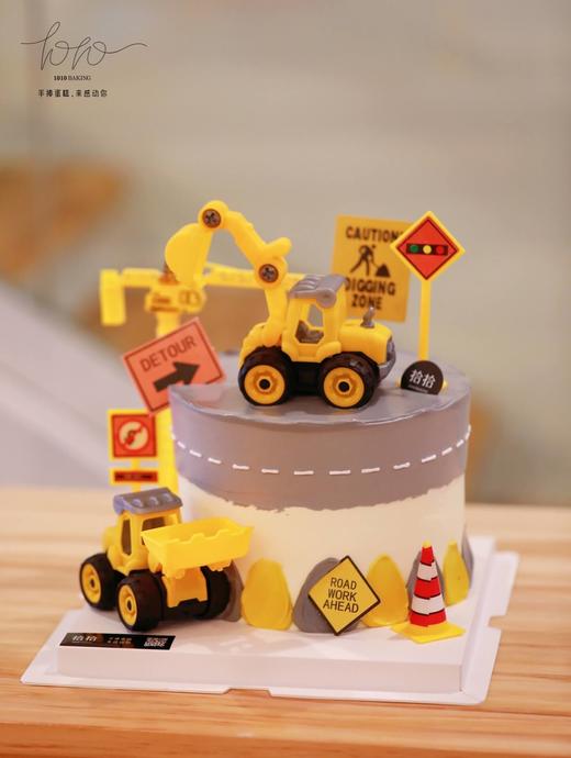 「工程车·挖土车·吊车」100%动物奶油（附图6寸加高·提前8小时预订） 商品图0