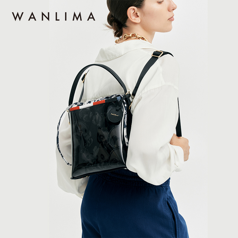 wanlima/万里马2022春季新款老花手提包女时尚百搭单肩斜挎小包