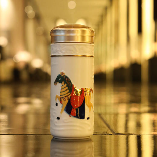 盛世宝马乾唐轩活瓷随身复古商务送礼品定制随行手陶瓷水杯子便携 商品图2