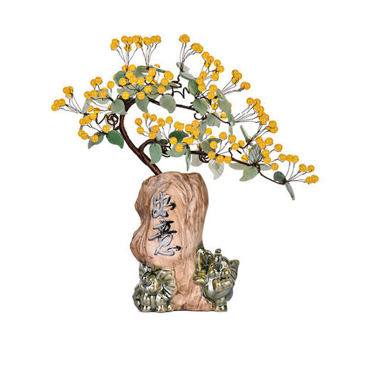 金石小镇-水晶玉石陶瓷发财树/富贵树/摆件-YHD 商品图1