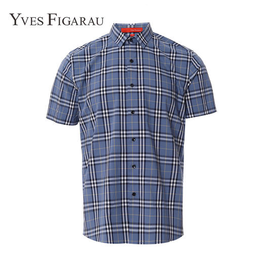YvesFigarau伊夫·费嘉罗夏季新款商务休闲格纹舒适透气短袖衬衫912466 商品图4