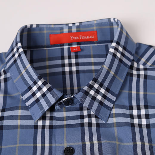 YvesFigarau伊夫·费嘉罗夏季新款商务休闲格纹舒适透气短袖衬衫912466 商品图6