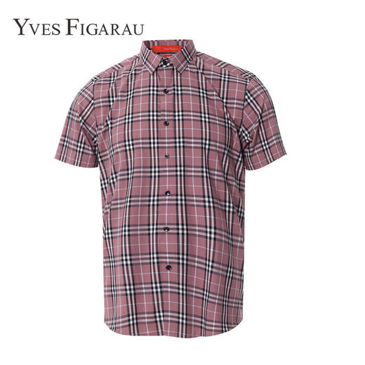 YvesFigarau伊夫·费嘉罗夏季新款商务休闲格纹舒适透气短袖衬衫912465 商品图5