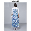VIMAGE纬漫纪个性印花优雅百搭修身五分袖连衣裙长裙V1507173 商品缩略图3
