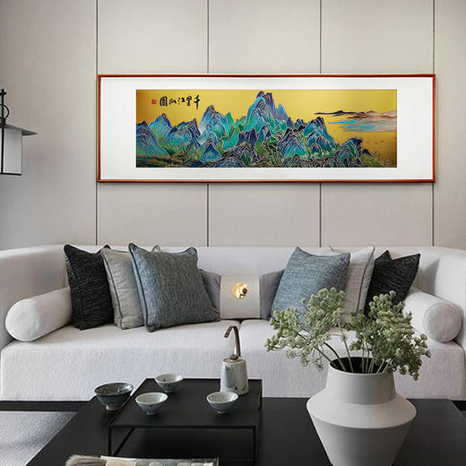 朱炳仁铜壁画 千里江山系列简约山水画办公室客厅沙发铜雕画装饰 商品图9
