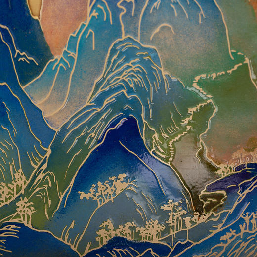 朱炳仁铜壁画 千里江山系列简约山水画办公室客厅沙发铜雕画装饰 商品图3