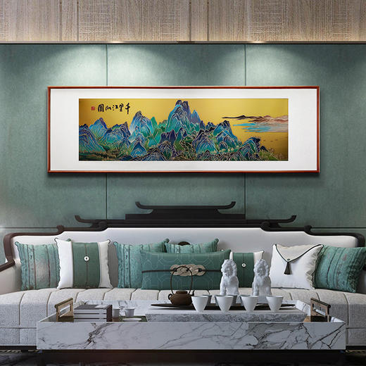 朱炳仁铜壁画 千里江山系列简约山水画办公室客厅沙发铜雕画装饰 商品图8