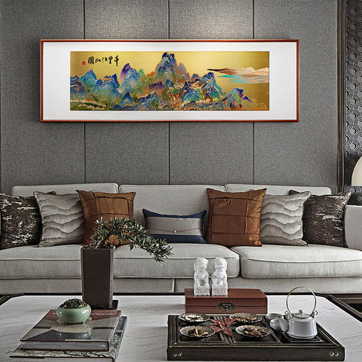 朱炳仁铜壁画 千里江山系列简约山水画办公室客厅沙发铜雕画装饰 商品图2