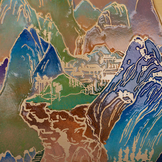 朱炳仁铜壁画 千里江山系列简约山水画办公室客厅沙发铜雕画装饰 商品图4