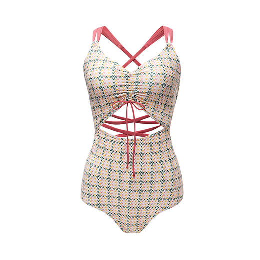 [兔小糖连体泳衣]显瘦系带无钢圈舒适透气大码大罩杯泳衣 商品图6